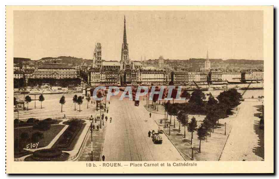CPA Rouen Place Carnot et la cathedrale