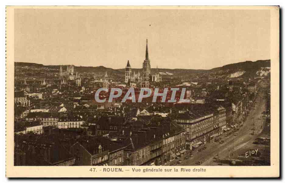 CPA Rouen Vue generale sur la rive droite