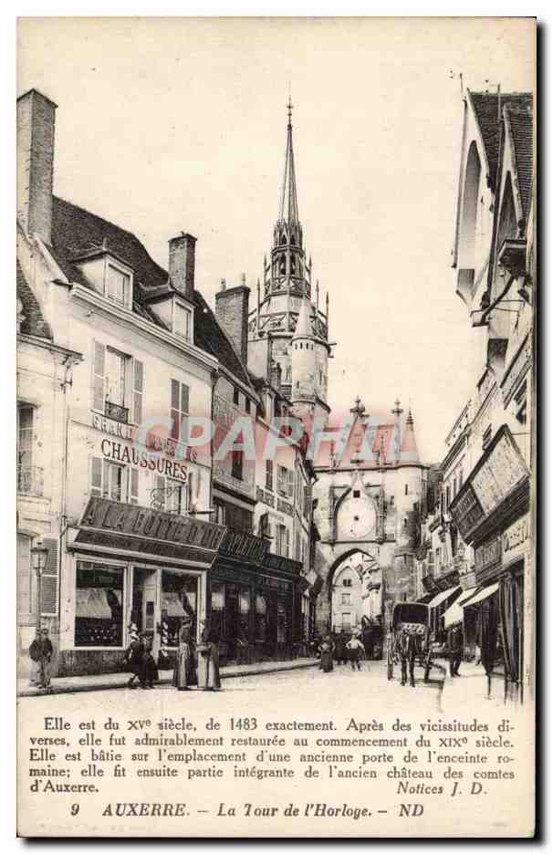 CPA Auxerre Tour de l'horloge