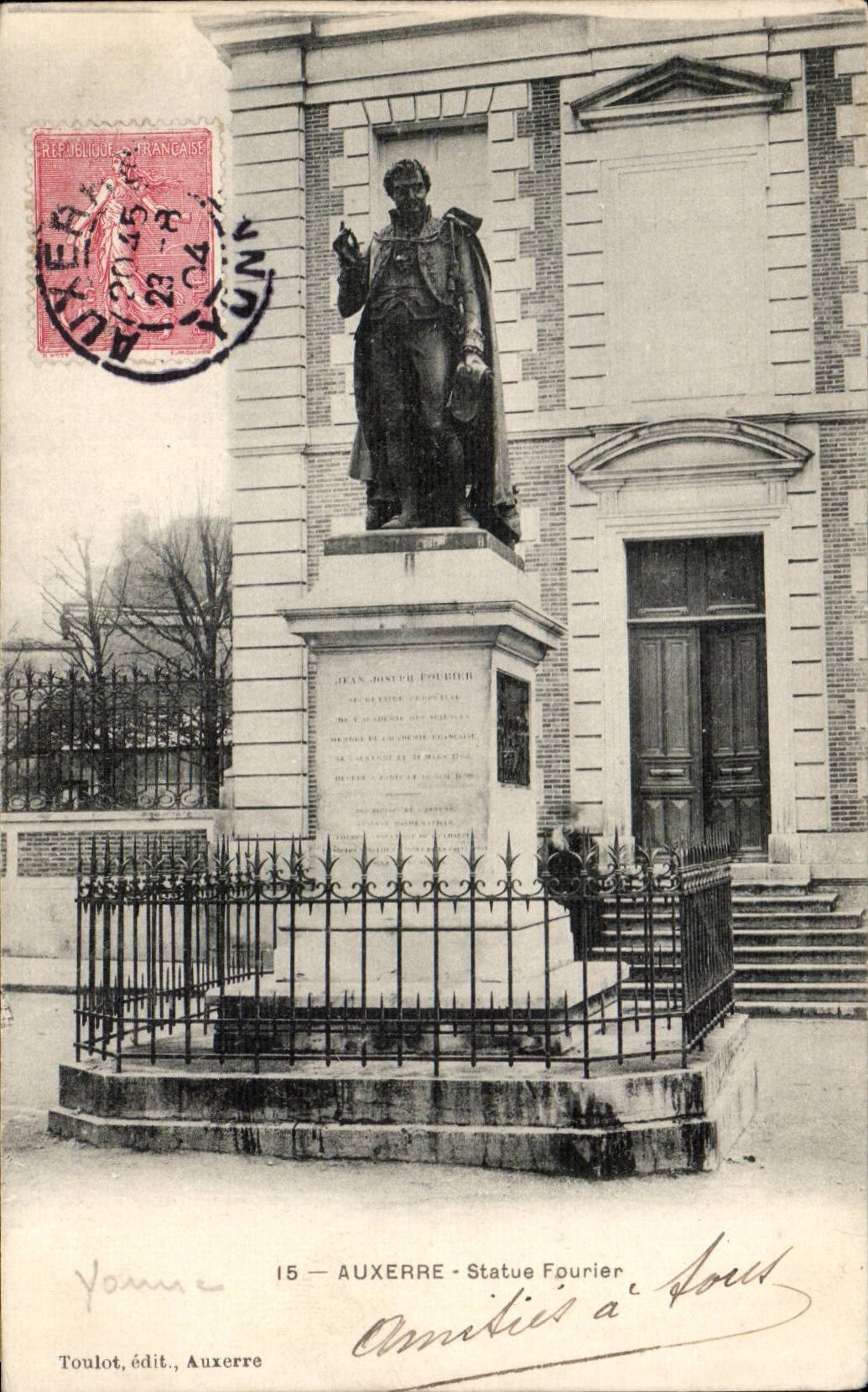 CPA Auxerre Statue Fourier