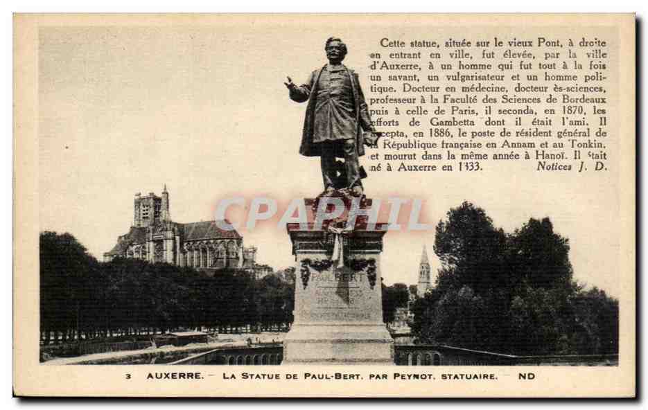 CPA Auxerre La statue de Paul Bert par Peynot