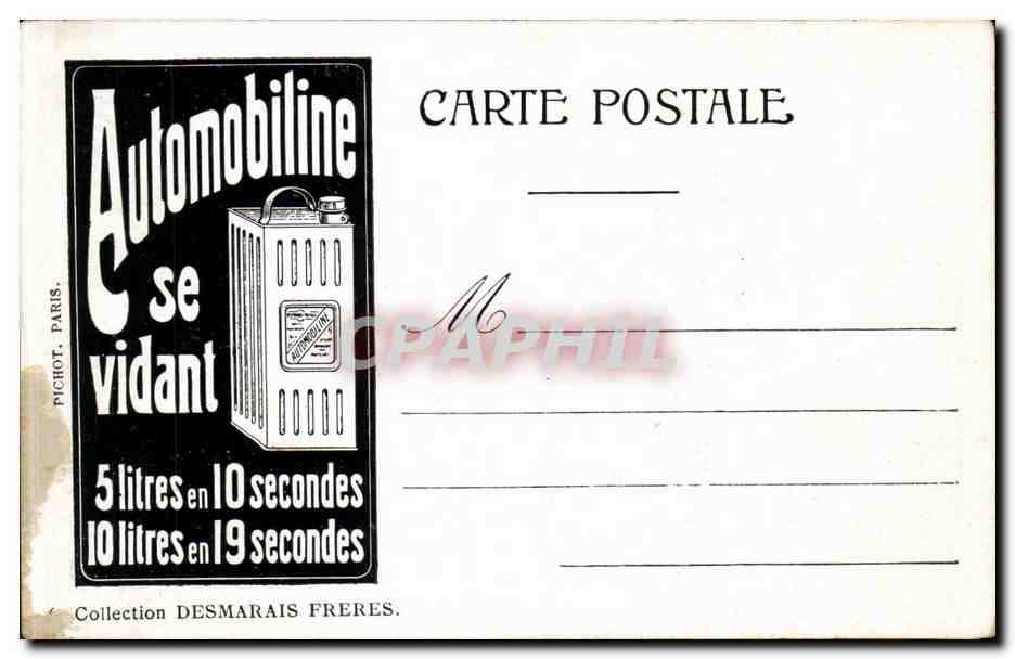 CPA Paris Palais bourbon publicite Automobiline Essence — Rückseite
