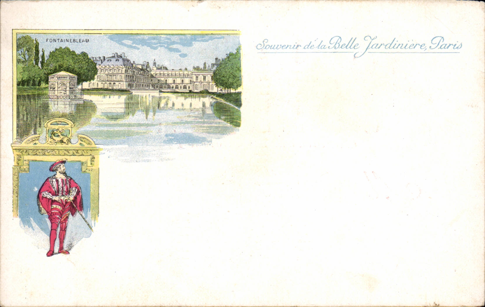 Fontainebleau — Ansicht des Schlosses und Gartens — Belle Jardinière, Paris