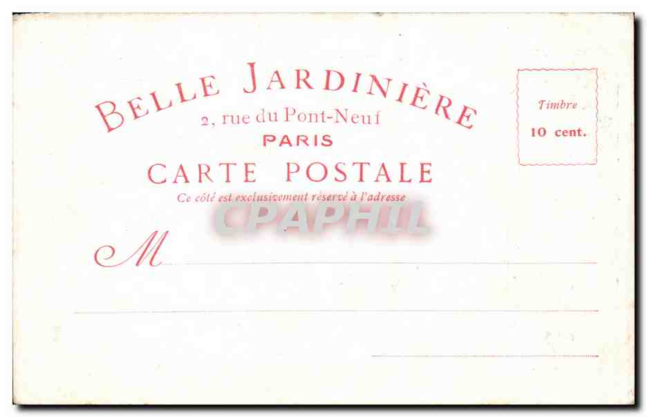 Fontainebleau — Ansicht des Schlosses und Gartens — Belle Jardinière, Paris — Rückseite