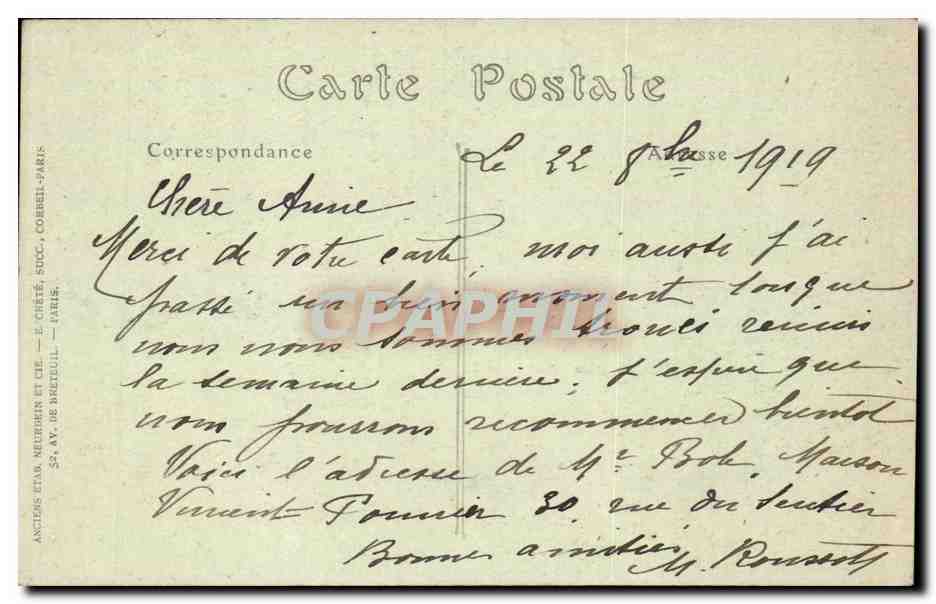 CPA Paris Grand palais — Rückseite