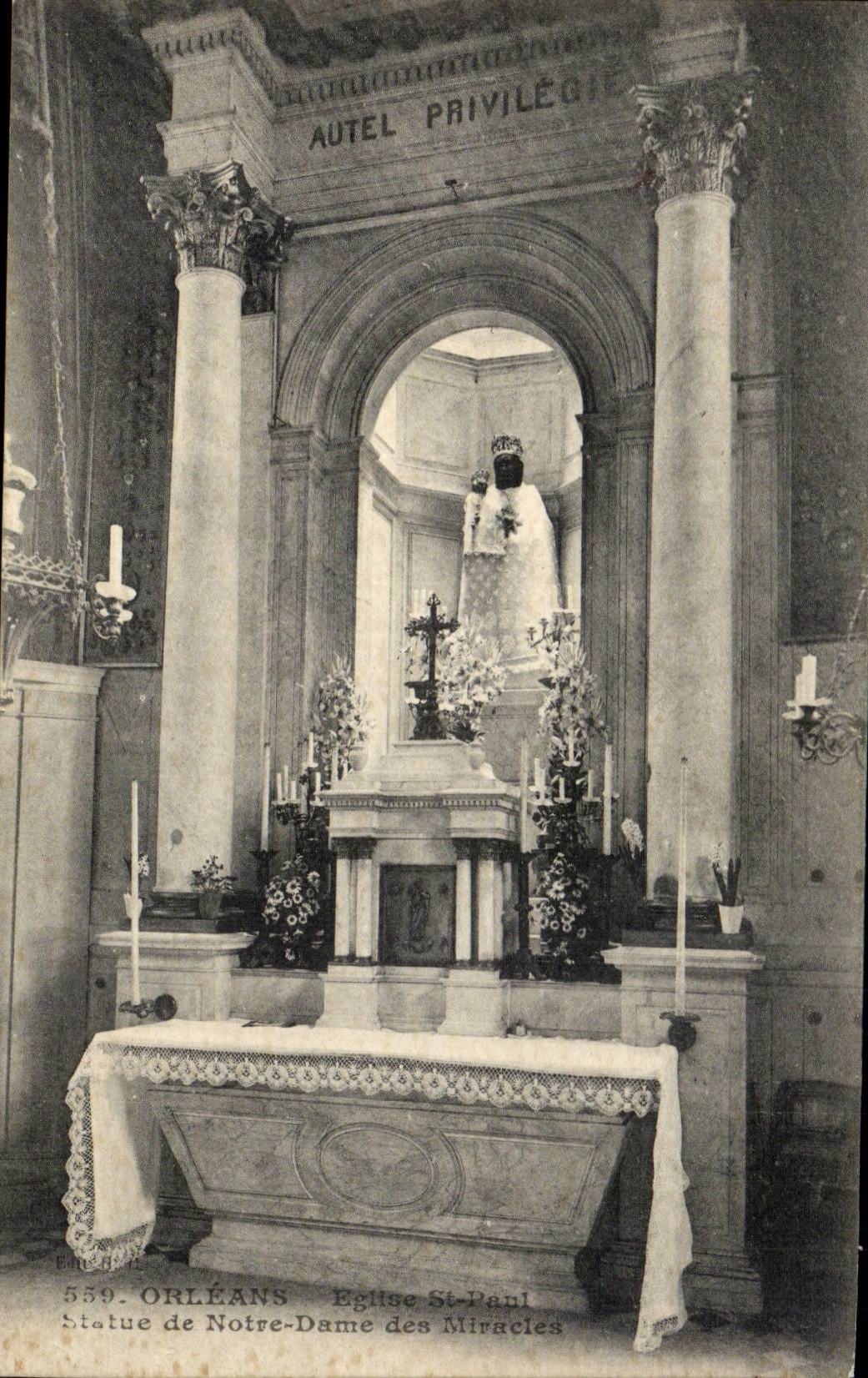 CPA Orleans Eglise St Paul Statue de Notre Dame des miracles