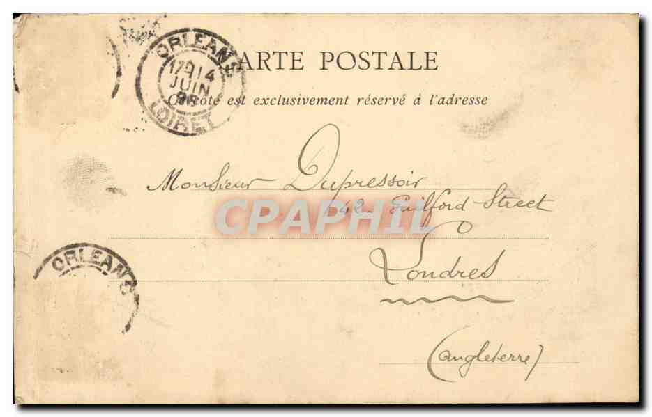 CPA Orleans Jeanne d'arc par Foyatier — Verso