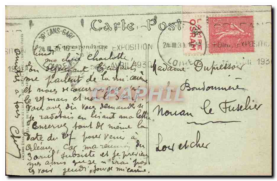 CPA Orleans Eglise Saint Euverie — Verso