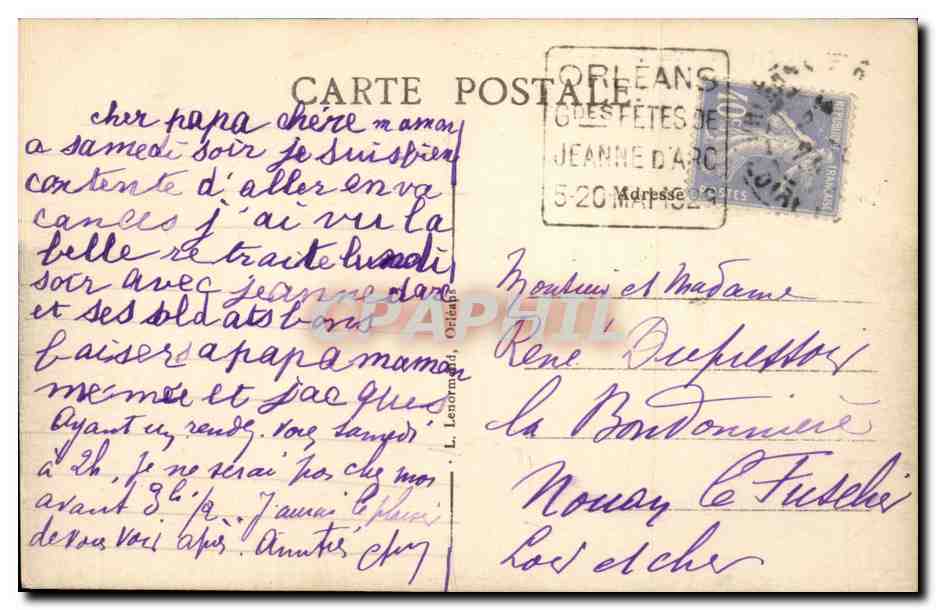 CPA Orleans Vue generale Pont Georges V — Verso
