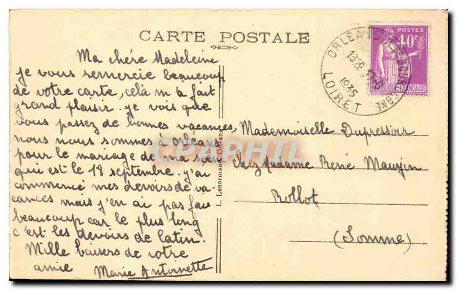CPA Orleans Musee historique Maison de Diane de Poitiers — Verso
