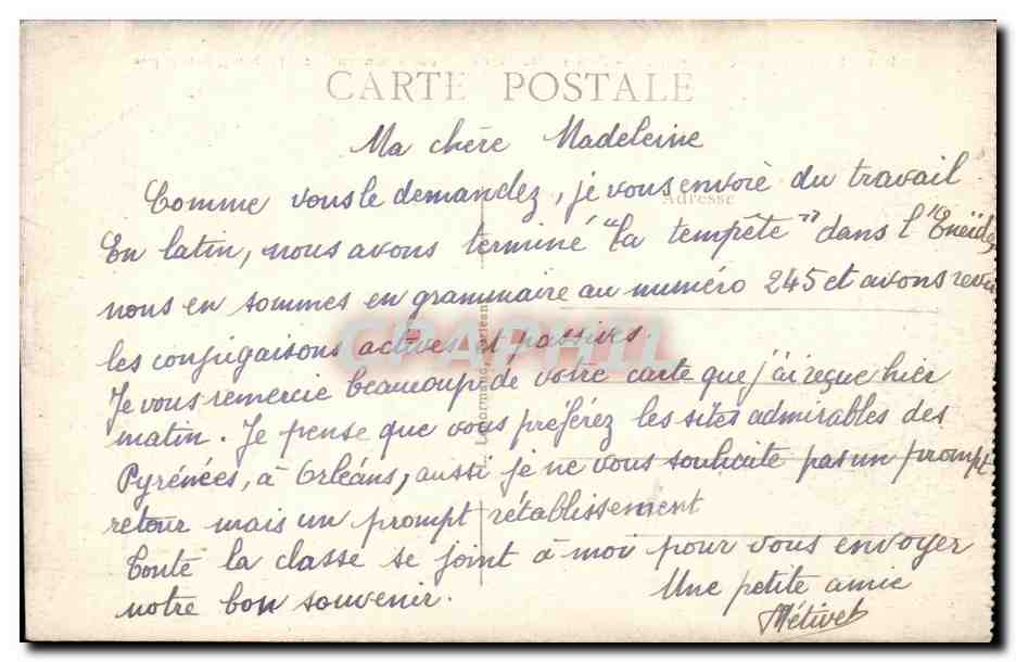 CPA Orleans Institut des Gardiennes adoratrices 20 rue st Marc Cour d'honneur — Verso