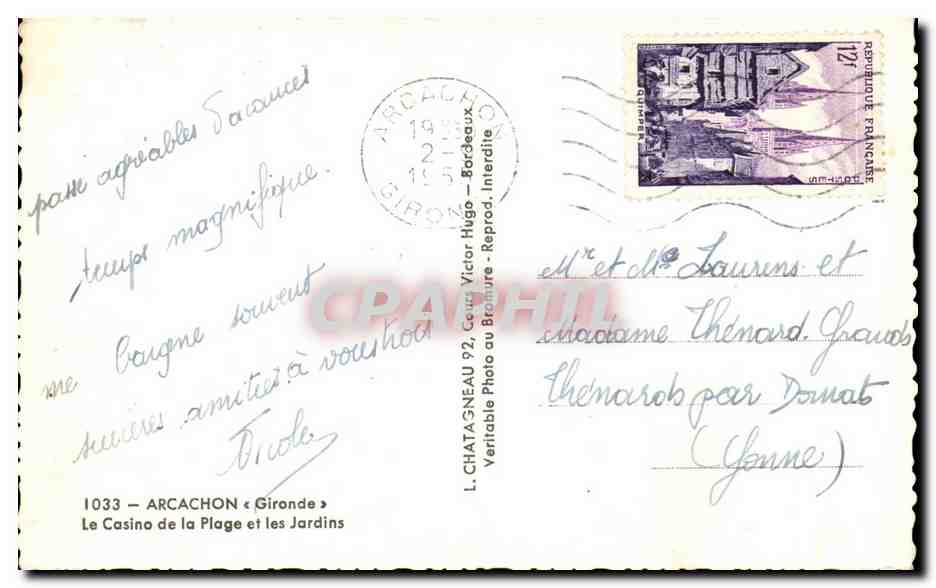 Le Casino de la Plage à Arcachon — Éditeur L. Chataigneauc — Reverso
