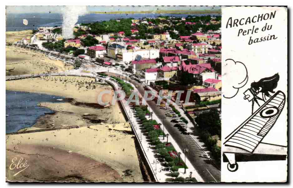 Arcachon - Pearl of the Basin — aerial view of Bd Promenade and the Piers — L. Chatagneau, Bordeaux