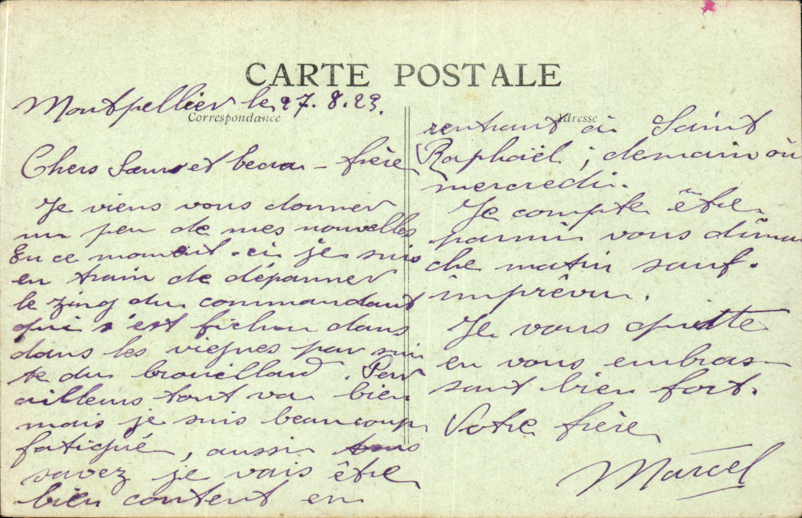 Montpellier CPA La prefecture — Verso