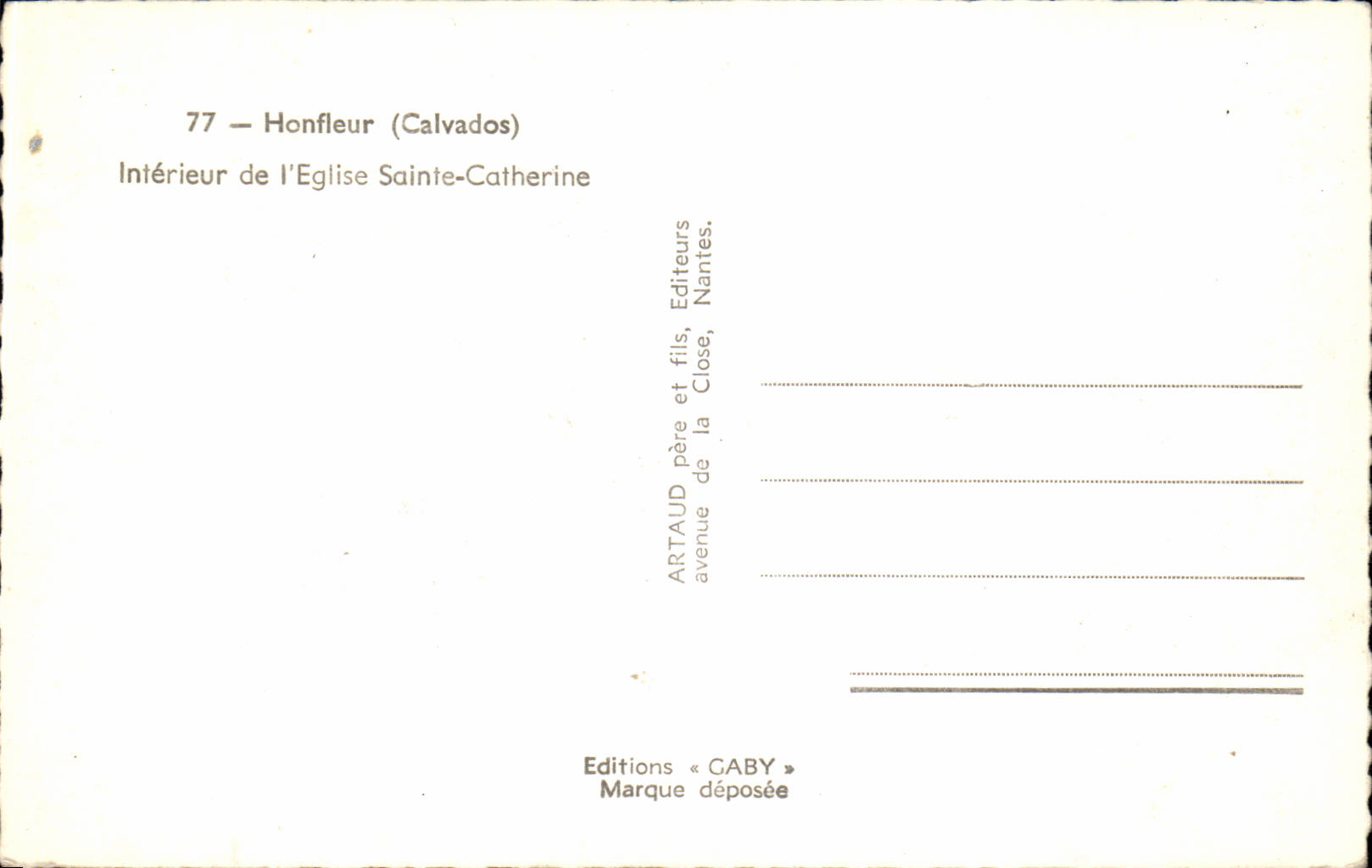 CPA Honfleur Interieur de l'eglise Sainte Catherine — Rückseite
