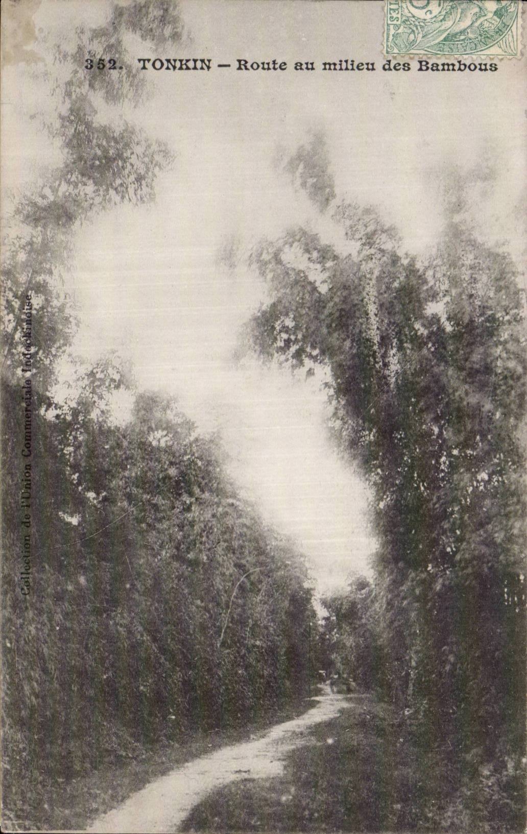 CPA Tonkin Route au milieu des bambous Indochine Vietnam