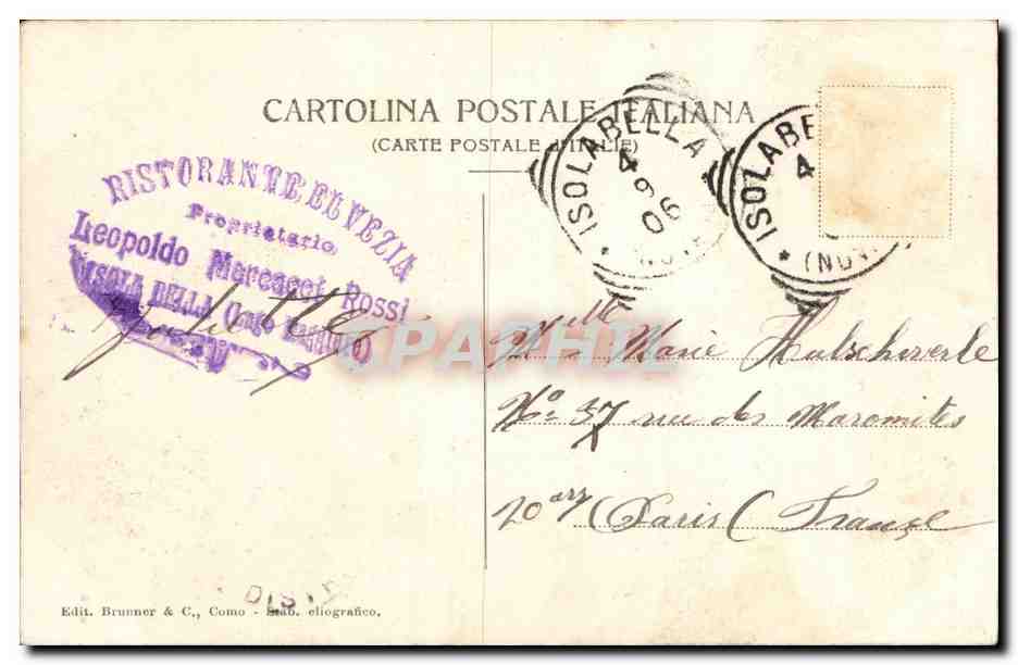 CPA Italie Italia S Caterina del Sasso — Rückseite