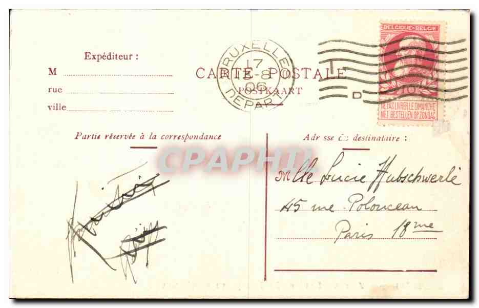 CPA Bruxelles Avenue Louise Le dompteur de chevaux — Verso