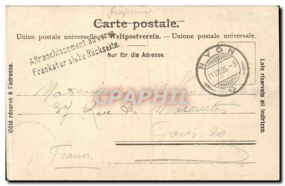 CPA St Cergues Grand hotel et la Dole — Rückseite