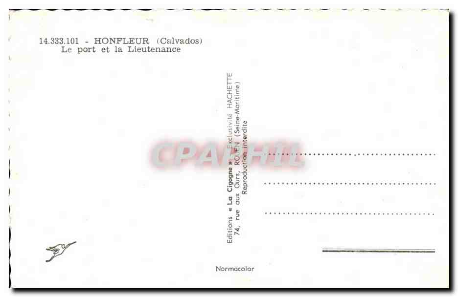 La Cigogne — Honfleur (Calvados) — Editions La Cigogne — Rückseite
