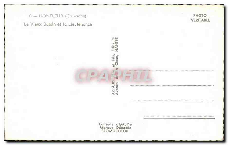 Honfleur (Calvados) — Le Vieux Bassin et la Lieutenante — Éditions Gaby, Nantes — Reverso