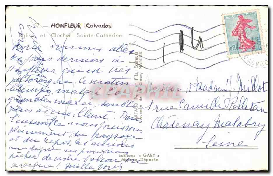 CPA Honfleur Eglise et clocher Sainte Catherine — Rückseite