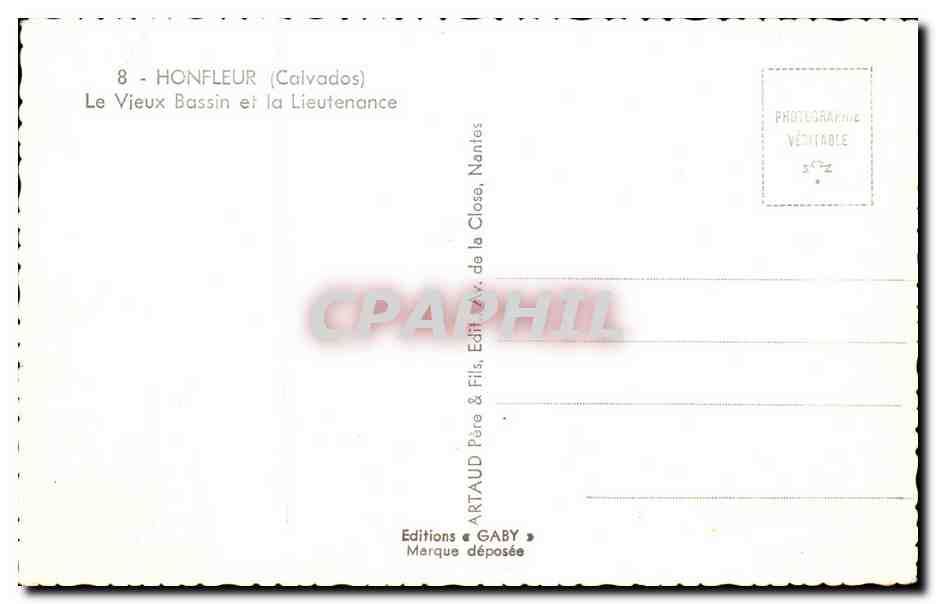 Honfleur (Calvados) — Le Vieux Bassin et la Lieutenancé — Éditions Gaby — Verso