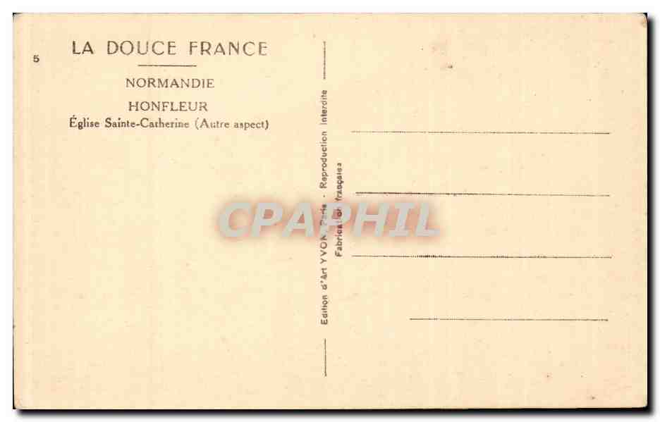 CPA Honfleur Eglise Sainte Catherine  — Verso