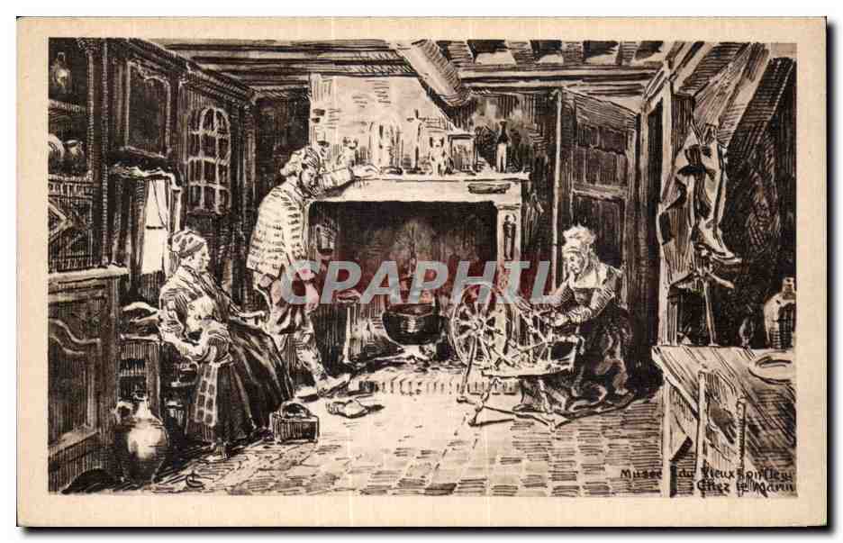Intérieur de maison — scène de vie — Musée du Vieux-Honfleur, Chez le Marin