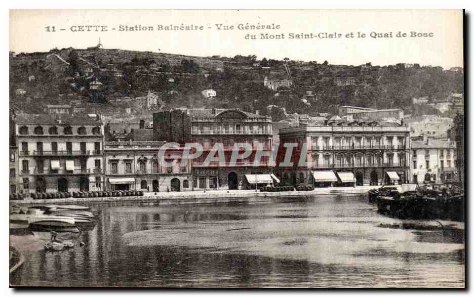 CPA Cette Station balneaire Vue generale du mont Saint Clair et le quai de Bosc