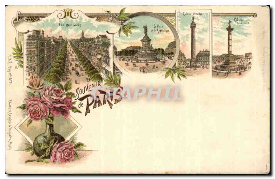 CPA Paris Souvenir de Boulevards Place de la Republique Colonne Vendome 