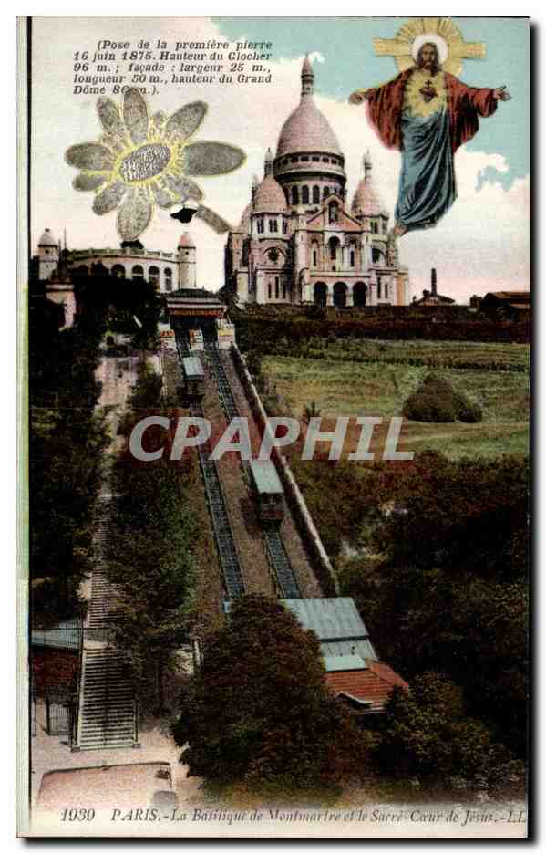 CPA Paris Basilique de montmartre et la Sacre coeur de Jesus 