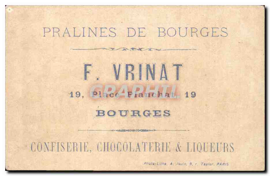 CPA Paris Grand opera publicite Vrinat Place Planchat Bourges Chocolat — Verso