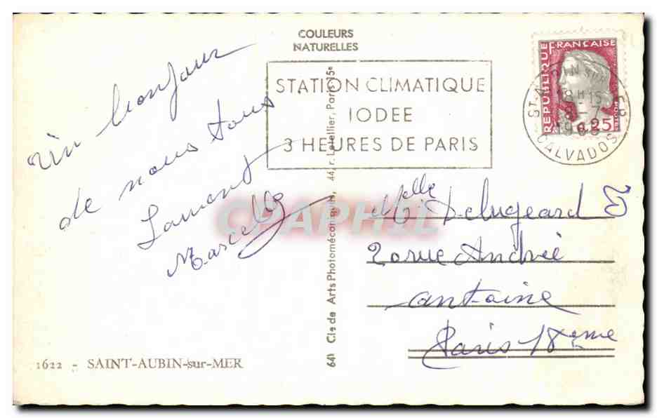 CPSM Souvenir de St Aubin Tennis — Back