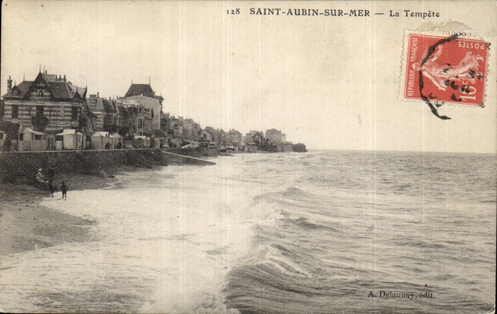 CPA St Aubin sur mer La tempete