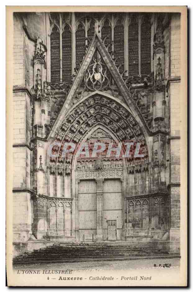 CPA Auxerre Cathedrale Portail Nord