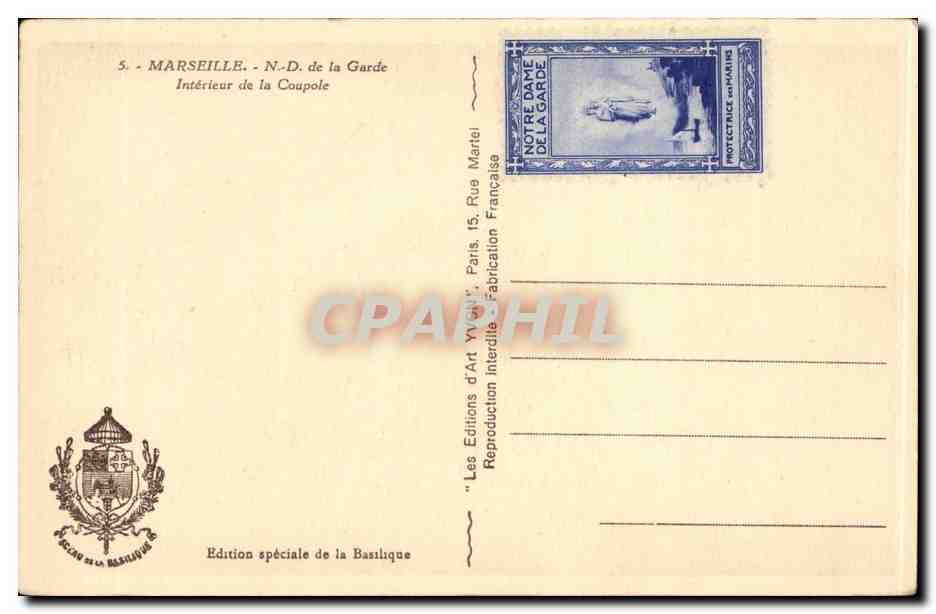 CPA Marseille ND de la garde Interieur de la coupole — Verso
