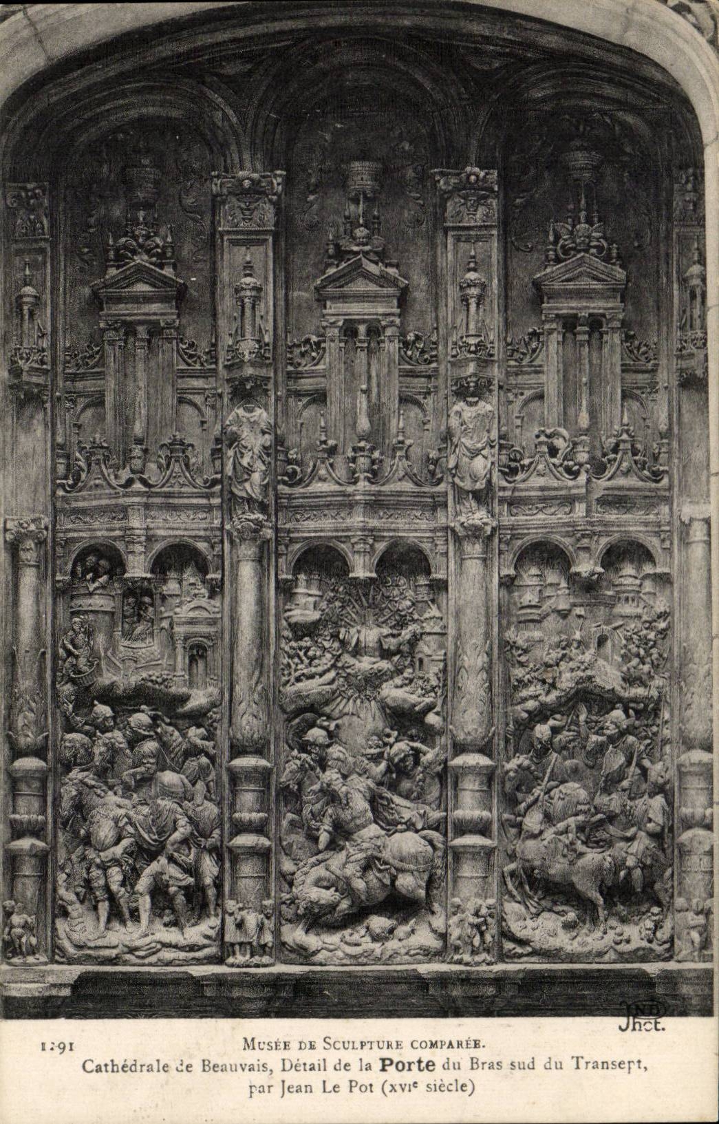 Cathédrale de Beauvais — Détail de la Porte du Bras sud du Transept — Musée de Sculpture Comparée, par Jean Le Pot (xvième siècle)