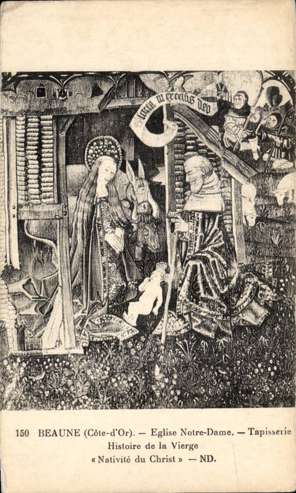 Beaune (Côte-d'Or) — Église Notre-Dame — Tapisserie « Histoire de la Vierge » — Nativité du Christ — ND.