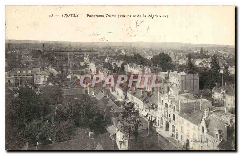 CPA Troyes Panorama ouest Vue prise de la Madeleine