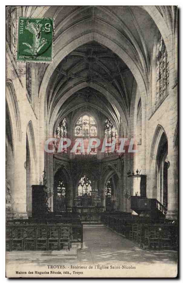 Troyes - Intérieur de l'Église Saint-Nicolas — Maison des Magasins Réunis, édit., Troyes