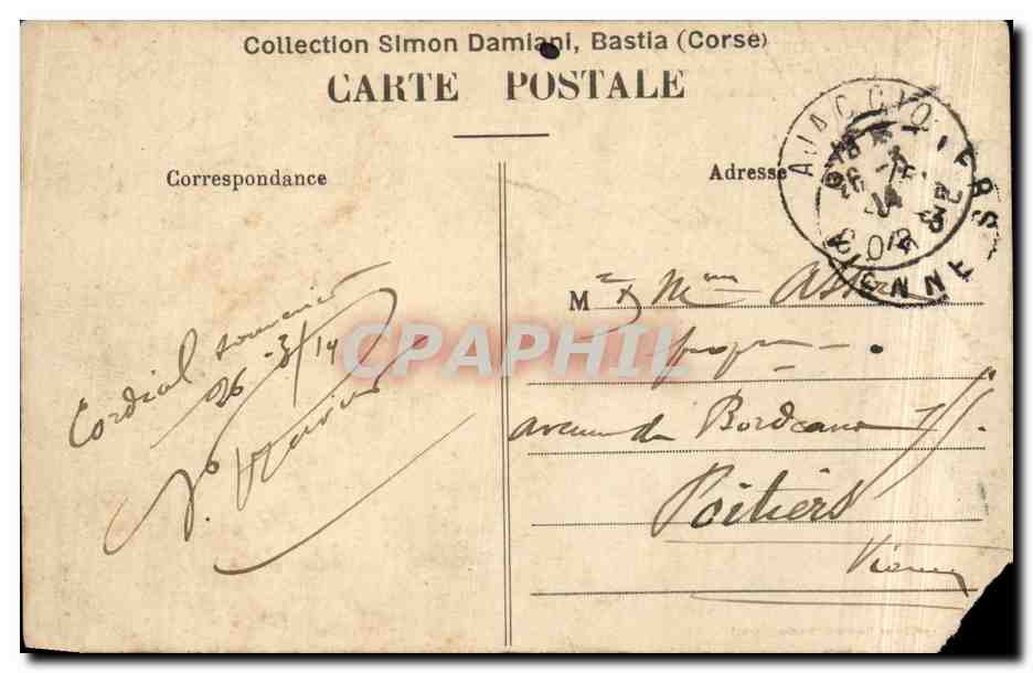 CPA Ajaccio la maison Bonaparte ou naquit Napoleon Corse Corsica — Verso