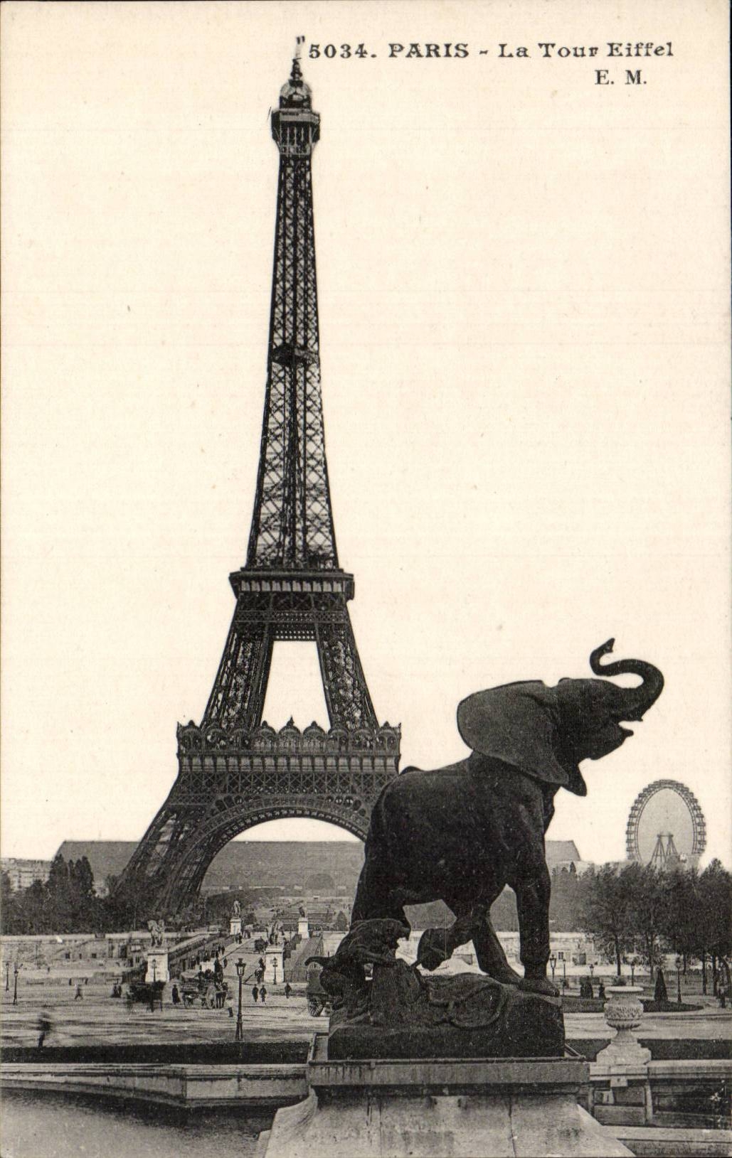 CPA Paris Tour Eiffel Elephant
