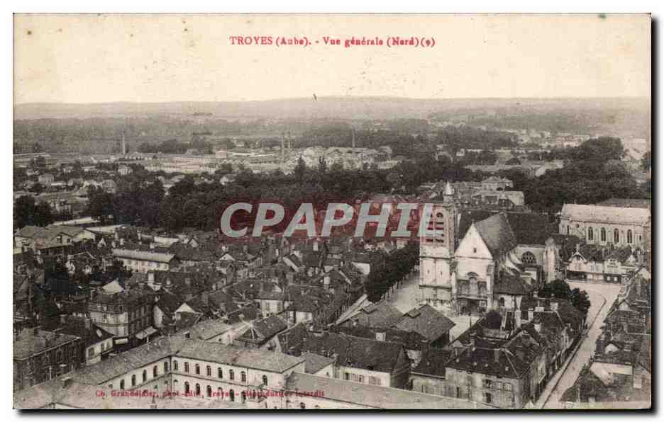 Troyes (Aube) - Vue générale (Nord)(9) — Ob. Grandelisier, phot. - Édit. Breyot - lith. d'art