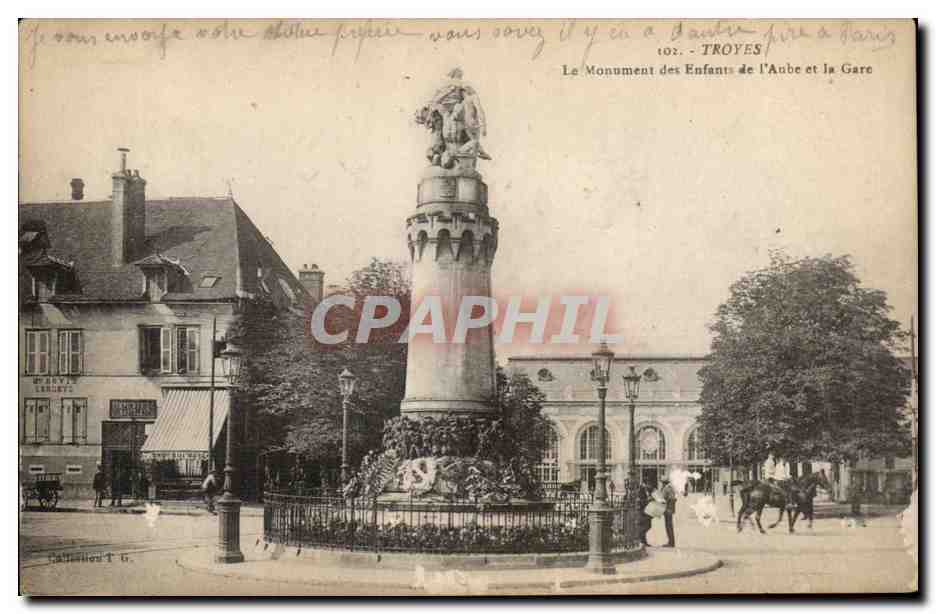 The Children of the Dawn Monument and the Station — Troyes — publisher T. Gr. no. 102