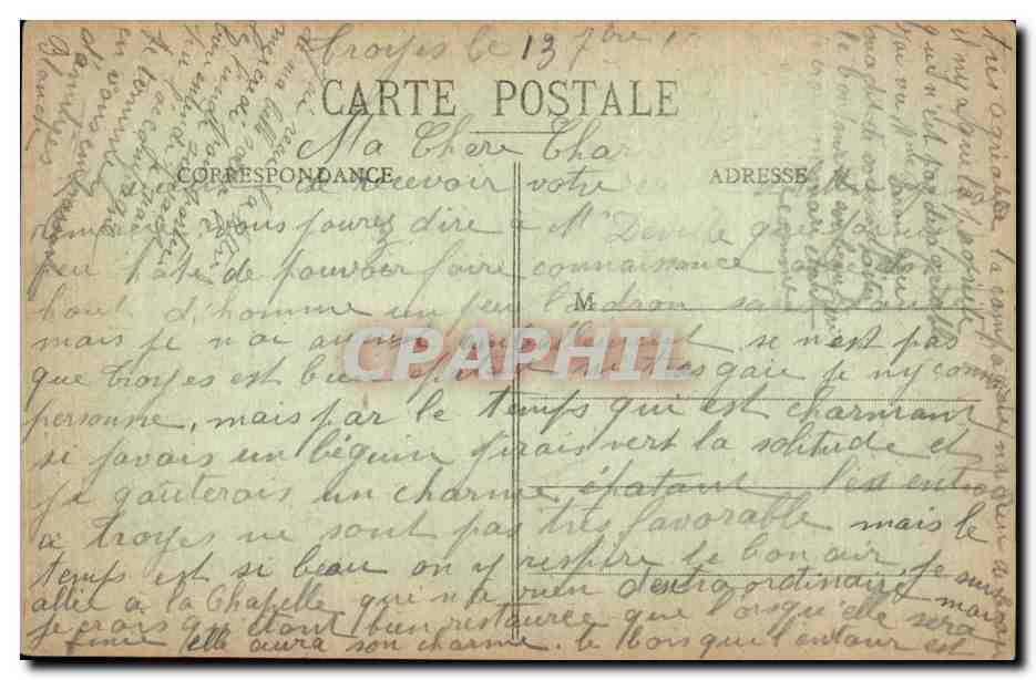 The Children of the Dawn Monument and the Station — Troyes — publisher T. Gr. no. 102 — Back