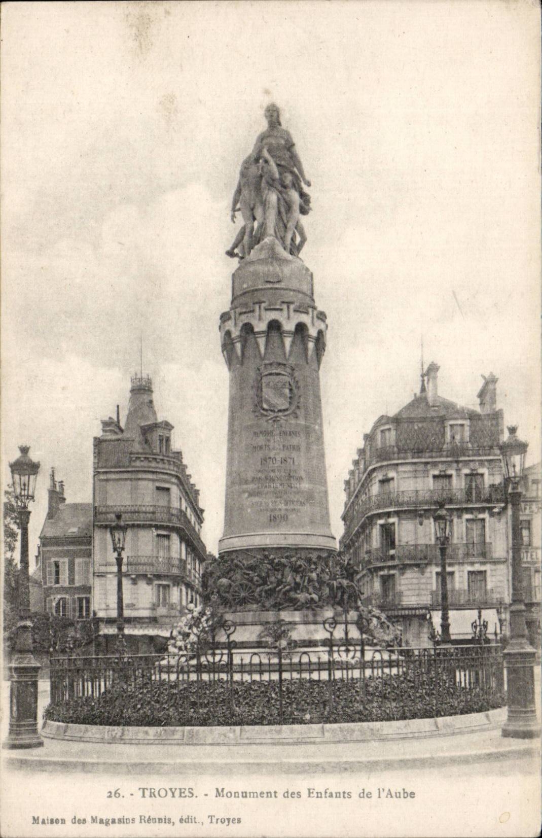 Troyes CPA Monument des enfants de l'Aube