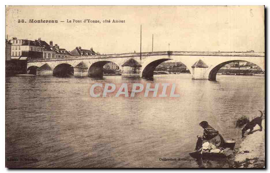 CPA Montereau Le pont d'Yonne cote amont Lavandiere