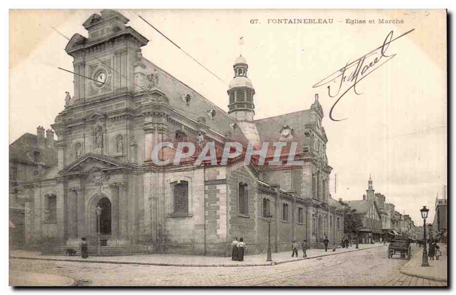 Fontainebleau — Kirche und Markt — J. F. Marcel