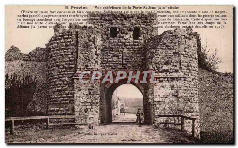 Provins — Vue extérieure de la Porte Saint-Jean (XIIIe siècle) — Édition Georges Timelier, n°12